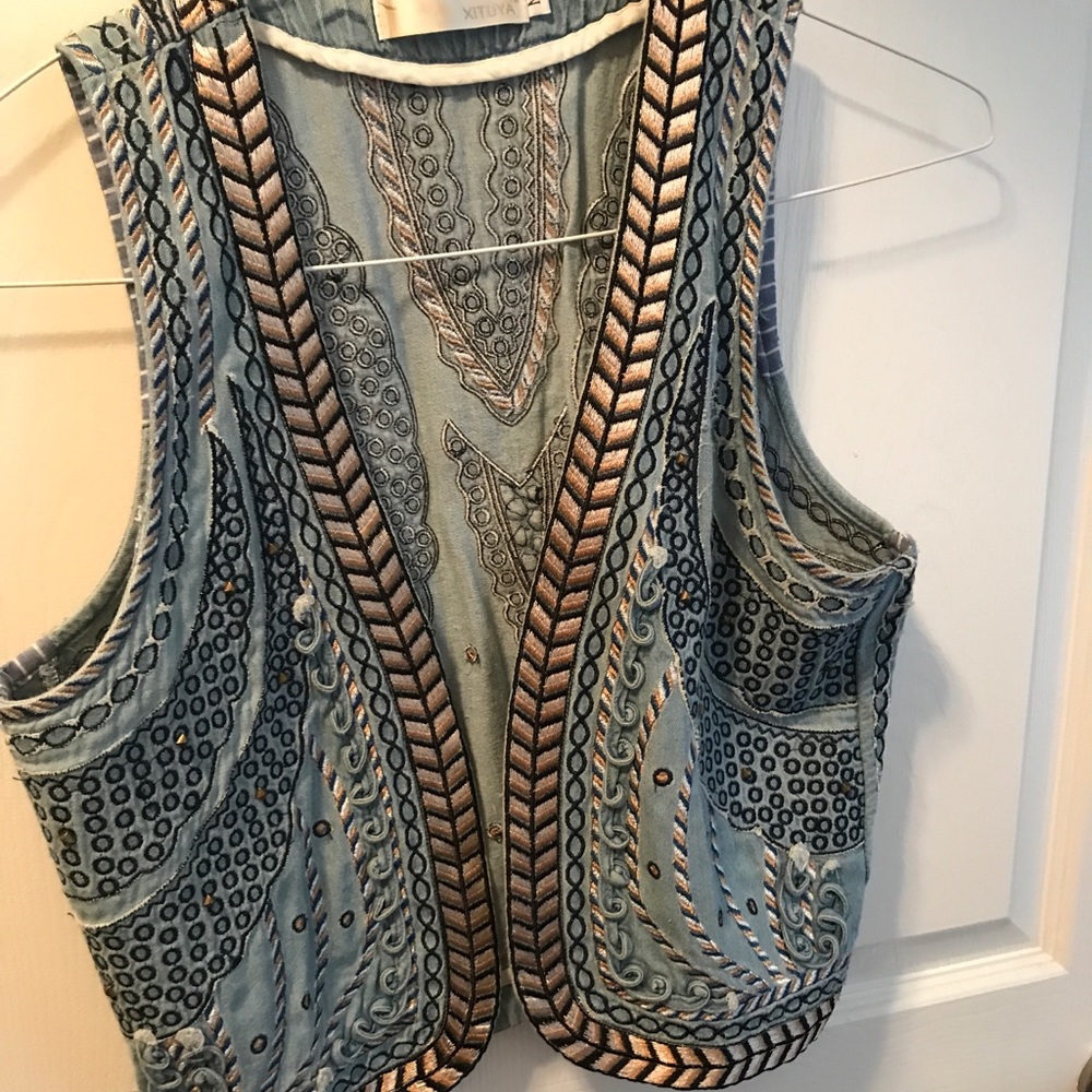 Embroidered Jean vest